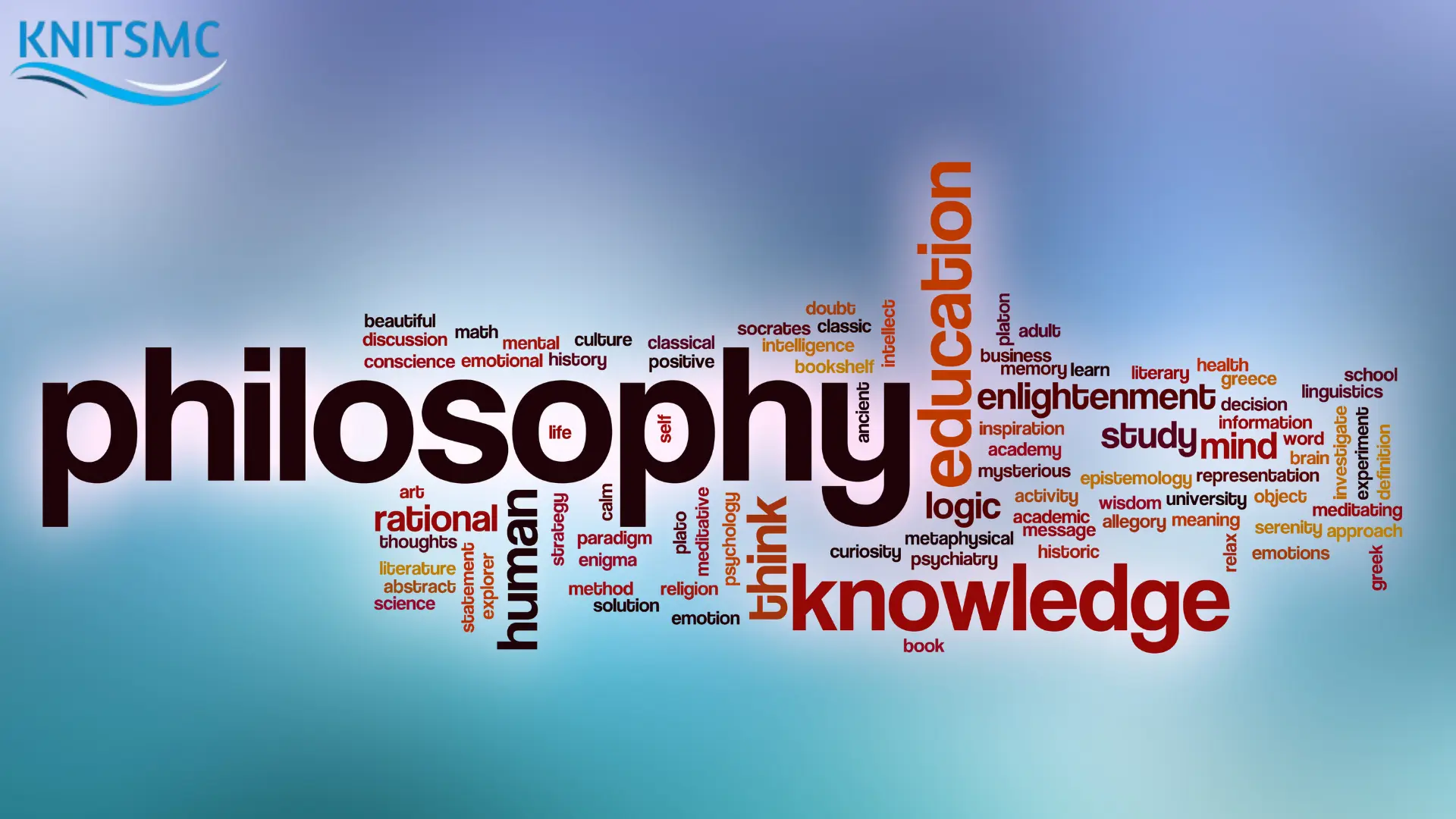 Word cloud featuring terms related to Philosophy of Christian Education, including philosophy, knowledge, education, enlightenment, and human understanding.